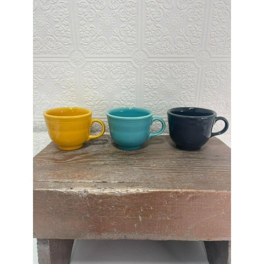 Vintage Homer Laughlin Fiesta 7.75oz Multicolor Coffee/Tea Cup Set of 3